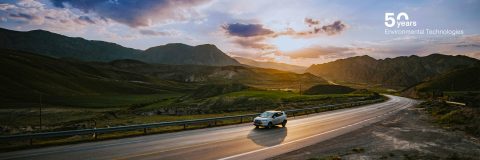 Car driving on country road